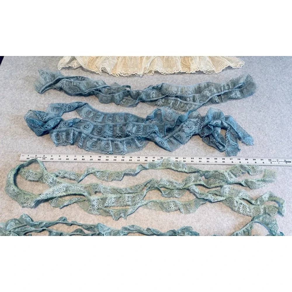 Lot of New Vintage Scalloped Lace Trims Sewing Craft Teal‎ White Pink Blue Green